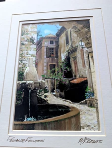 Martin Roberts, Signed, Hand-Painted Photograph Provence Fountain - Picture 1 of 10