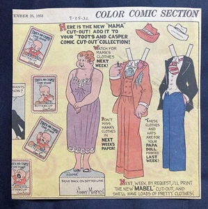 Great Old Toots & Casper Sunday Funnies bambola di carta, giornale anni '30 PD, VINTAGE - Foto 1 di 1
