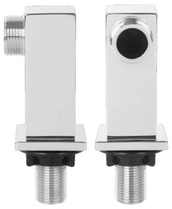 2x Deck Mounted Bath Tap Pillars Set Chrome Square - Picture 1 of 2