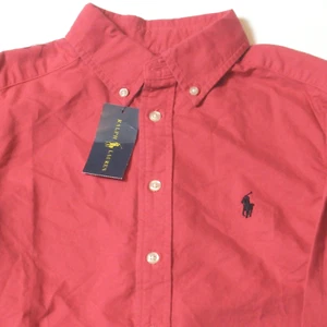 NWT Ralph Lauren Button Shirt Nantucket Red Pony Logo L/S Cotton Youth Medium - Picture 1 of 4