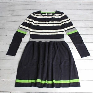 Vince Camuto Women's Sweater Dress Size S Navy Blue Green Stripe Long Sleeve - Picture 1 of 14