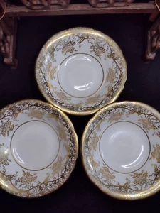 Royal Stafford TRAUBENREBEN vergoldet weiß Dessertsaucenschalen TRIO - Bild 1 von 6