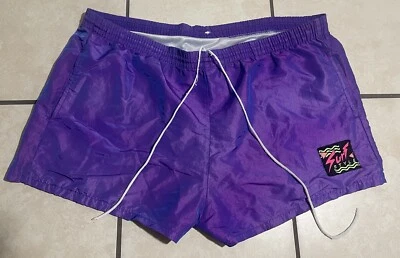 Pantalones Cortos de Entrenamiento Púrpura Brillante ESTILO SURF VINTAGE AÑOS 80 90 EE. UU. Talla XL Cortos Foto 1 de 4