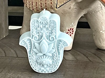 Vela de mano Hamsa, vela de cera de soja, pequeña, vela, estética, regalo de Navidad Foto 1 de 4