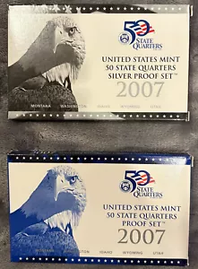 2007 S Clad & Silver Proof State Quarter Sets w US Mint Boxes & COAs - Picture 1 of 3