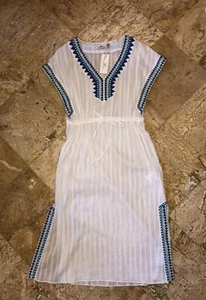 Nwt Vineyard Vines Emb Gestreift Maxi Weiß Bedeckung Kleid Badeanzug Damen - Picture 1 of 12