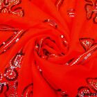 Jahrgang Orange Gestickt Textil Saree Material Georgette Mischung Sari SI6233