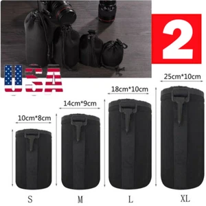 2PC S-XL DSLR Camera Len Pouch Case Bag Cover Neoprene For Canon Nikon Sony HOT - Picture 1 of 21