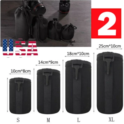 2PC S-XL DSLR Camera Len Pouch Case Bag Cover Neoprene For Canon Nikon Sony HOT - Image 1 of 4