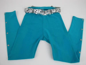 XS Pequeño Baile Capri Leggings Pequeño Verde Lentejuelas Elástico Cinturón A Presión Leer - Imagen 1 de 12
