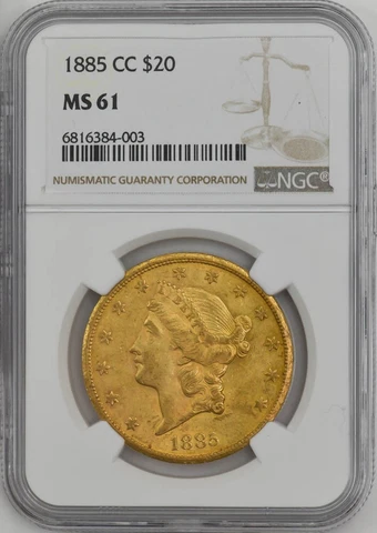 1885-CC $20 Gold Liberty MS61 NGC 946194-1 Cover