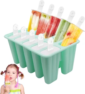 ® Stampo per Ghiaccioli, 10 Stampi per Ghiaccio in Silicone Con Bastoncini, Stam - Foto 1 di 12