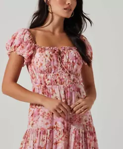 Revolve ASTR the Label ROSELINE Pink Garden Floral Maxi Dress cottage-core $168 - Picture 1 of 15