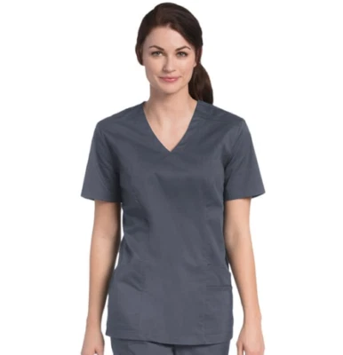{MED} Urbane UFlex Women's Medical Scrub Top Solid 9048 STNT (STEEL) - Image 1 of 2