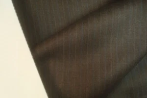 4.58 yds Luxury WOOL Fabric Super 120s Suiting 8.5 oz Dk Brown Stripe 165" BTP - Picture 1 of 7