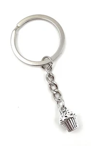 Llavero Muffin Equipaje Pequeño Plata Metal Colgante Encanto - Imagen 1 de 5