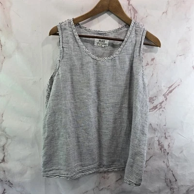 亚麻衬衫女式大号白色黑色亚麻背心条纹 Lagen Look 超大款  — 第 1/4 张图片