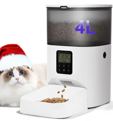 Automatic Cat Feeder, 4L Cat Food Dispenser with 10s Voice Recorder, Pet Feed... - Image 1 of 4