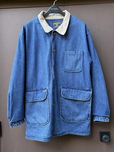 Vintage Woolrich Herren Denim Scheunenmantel Größe Large herausnehmbares Futter Druckknopfverschluss - Bild 1 von 11