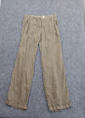 Pantalones J Crew para mujer 4 verde oliva ajuste urbano 100 % lino pierna ancha cordón Foto 1 de 4