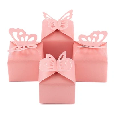 Caja de dulces mariposa Kslong 50 piezas rosa mariposa niña baby shower Foto 1 de 4