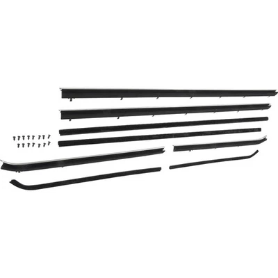 Chevy II Nova 1966-67; juego de fieltro de ventana; techo rígido de 2 puertas; con cuentas planas de cromo; Foto 1 de 4