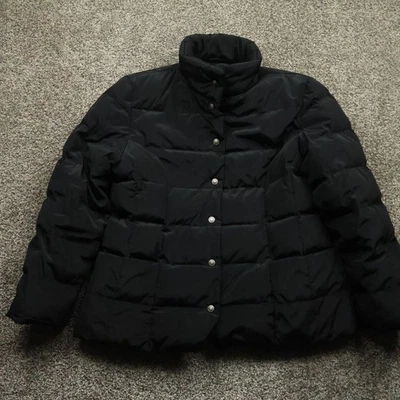Talbots Coat Women's XL Black Down Puffer Quilted Button Front Winter Jacket - Image 1 of 4