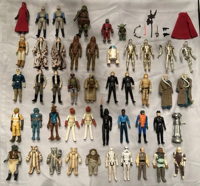 Винтажный Kenner Star Wars 46 фигурка лот 1970-80-х, некоторые оружие и чехол!! - Изображение 1 из 4