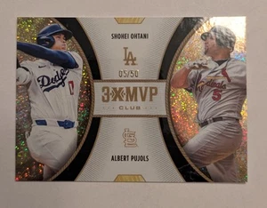 Shohei Ohtani Albert Pujols 2025 Topps 3-X-MVP Club Gold Stardust /50 - Picture 1 of 6
