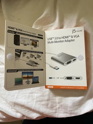 j5create USB 3.0 to Dual HDMI Multi-Monitor Adapter, Factory Sealed - Image 1 of 4