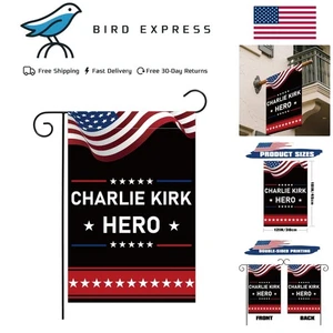 Charlie Kirk Hero Flag Garden Double-Sided Printed Flag Memorial Tribute 12x18in - Picture 1 of 9