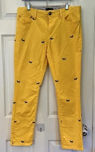 Tommy Hilfiger Dachshund Yellow Pants Embroidered Dog Print Size 10 Mid Rise - Picture 1 of 21