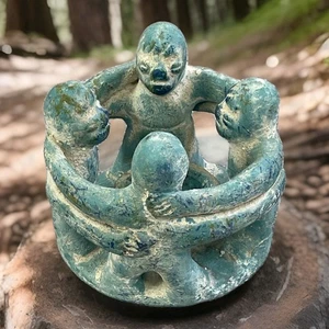 "CERCHIO DI AMICI" (4) CANDELA CERAMICA ARGILLA/PORTACANDELA TÈ/ARTE POPOLARE MESSICO - Foto 1 di 24