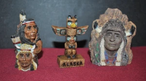 DE COLECCIÓN DISEÑADO en ALASKA S/3 Indio Nativo Americano Tótem Polo Imán 2 BUSTO PRINCIPAL - Imagen 1 de 4