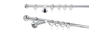 Gardinenstange auf Maß Rohr Ball Wandabstand 12cm Farbe: Chrom - Bild 1 von 85