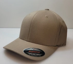 NW Sticker Flexfit Yupoong L X/L Men's Baseball Cap Tan Beige - Picture 1 of 3