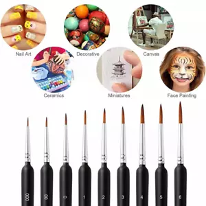 9 Pieces Fine Detail Paint Brush Watercolor Nail Scale Model Miniature Painting - Picture 1 of 17