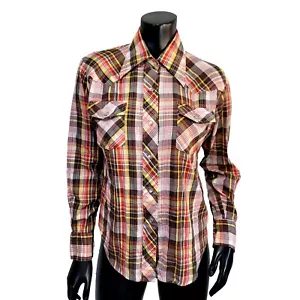Camicia western vintage anni 70 80 Kmart donna 36 leggera a quadri perla snap L/S - Foto 1 di 9