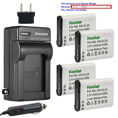 Cargador de viaje de batería CA Kastar para Nikon EN-EL23 MH-67 y Nikon Coolpix P610s Foto 1 de 4