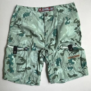 Pantaloncini Tribal Gear uomo 38 cargo mimetici tela street wear vintage Y2k verde ampio - Foto 1 di 9