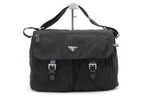 PRADA Messenger Bag Tessuto Nylon Crossbody Shoulder Purse Black Authentic - Picture 1 of 10