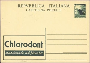 1951 Italia Repubblica-I.P. -“Chlorodont” L.15 verde (R8/1) Chiavarello 412/s102 - Picture 1 of 2