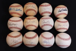 DOZEN SIGNED AUTOGRAPHED AL NL OML BASEBALLS JENKINS SANDERS SABERHAHEN MCGEE - Picture 1 of 2