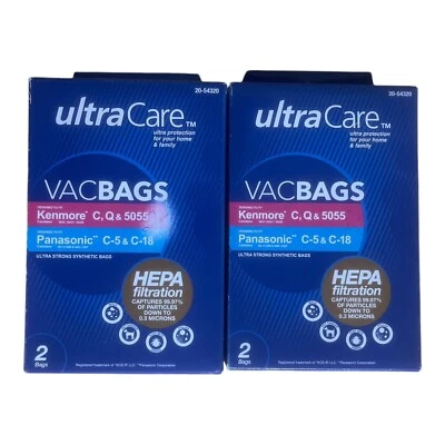 2 bolsas de vacío UltraCare HEPA bolsas de vacío de tela 20-54320 Kenmore Panasonic cantidad 4 nuevas en caja Foto 1 de 2