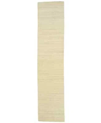 Cream Solid Design Hand-Loomed 3X12 Gabbeh Wool Rug Oriental Carpet 2'8x12 - Image 1 of 4