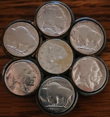 Vintage Belt Buckle w/ 1900 Liberty Nickel, (6) Buffalo Nickels - Image 1 of 2