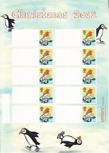GB 2012 - Christmas Smilers Half sheet £1.28 x10 - Rare Blank Labels - CS-050 - Picture 1 of 1