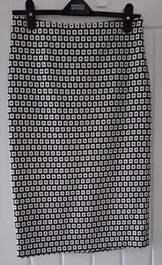 M&S Collection Black Mix Fully Lined Knee Length Skirt With Stretch Size 8 - Picture 1 of 2