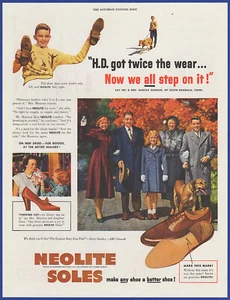Vintage 1950 NEOLITE Shoes Women's Men's Fashion Goodyear Ephemera 50's Print Ad - Picture 1 of 1