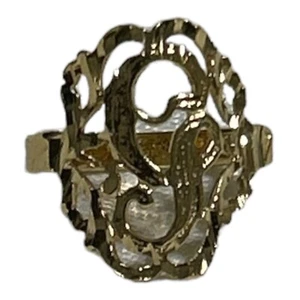 22K Yellow Gold layered Ring Later “G” Women’s Size 9 Vintage New 2.1 g - Picture 1 of 9